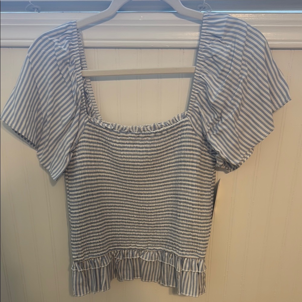 NWT SO brand Striped Blue and White Women's Top; women’s large